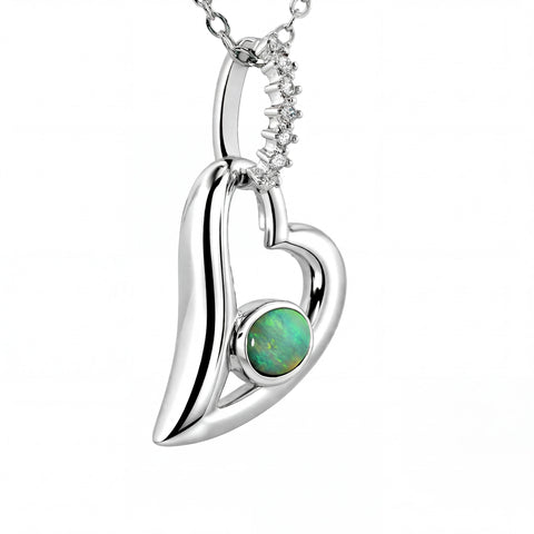 Doublet Opal Pendant in 925 Sterling Silver - Multicolour - Australian Opal Cutters and Pearl Divers