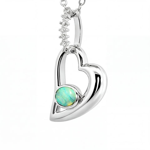 Doublet Opal Pendant in 925 Sterling Silver - Multicolour - Australian Opal Cutters and Pearl Divers