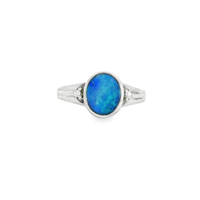 Australian Opal Doublet Ring set in Sterling Silver