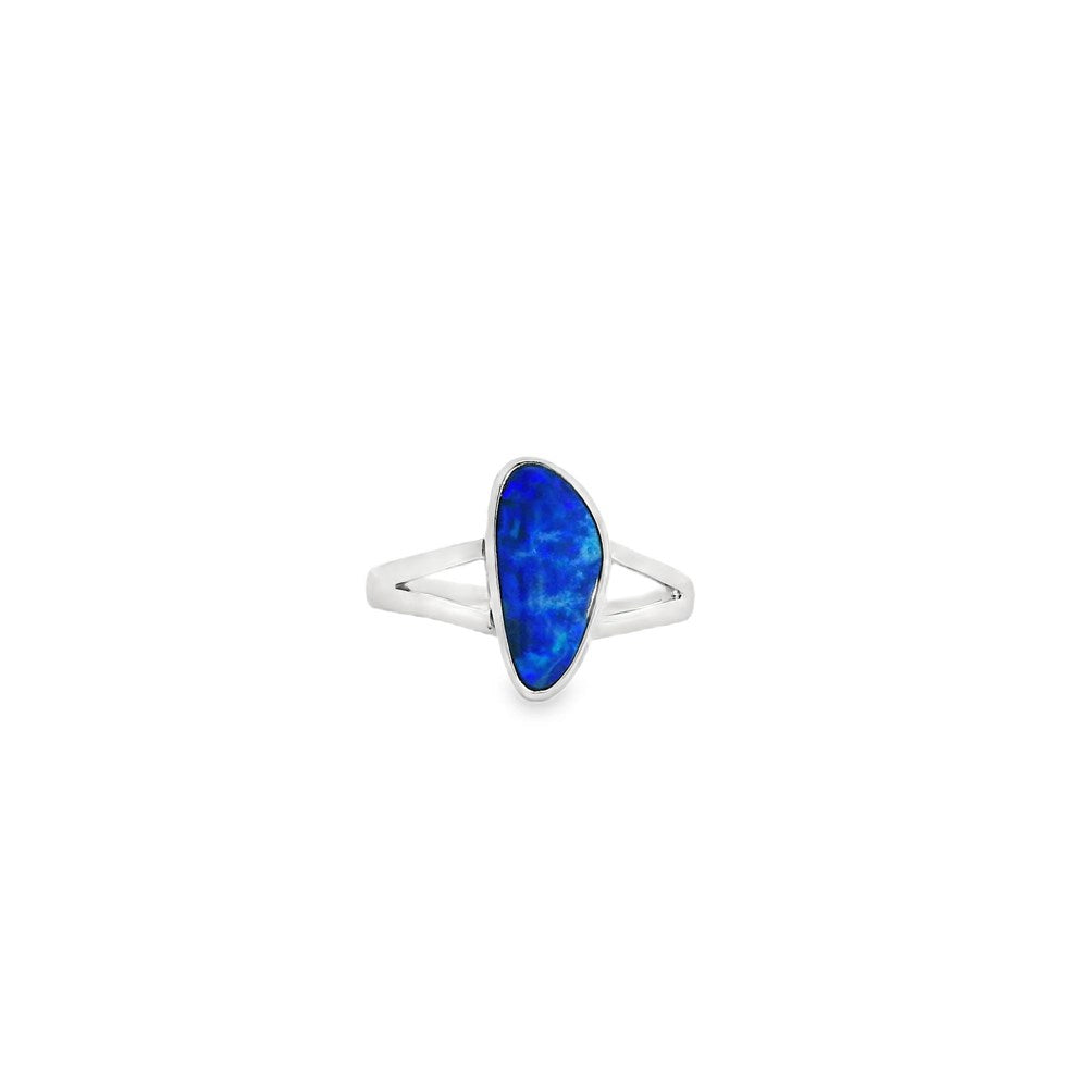 Australian Doublet Opal Ring Set in Sterling Silver