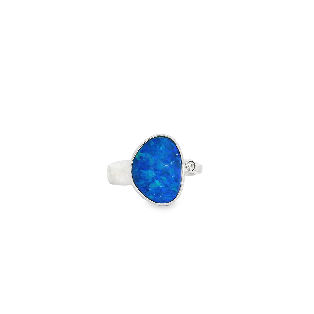 Australian Doublet Opal Ring Set in Sterling Silver