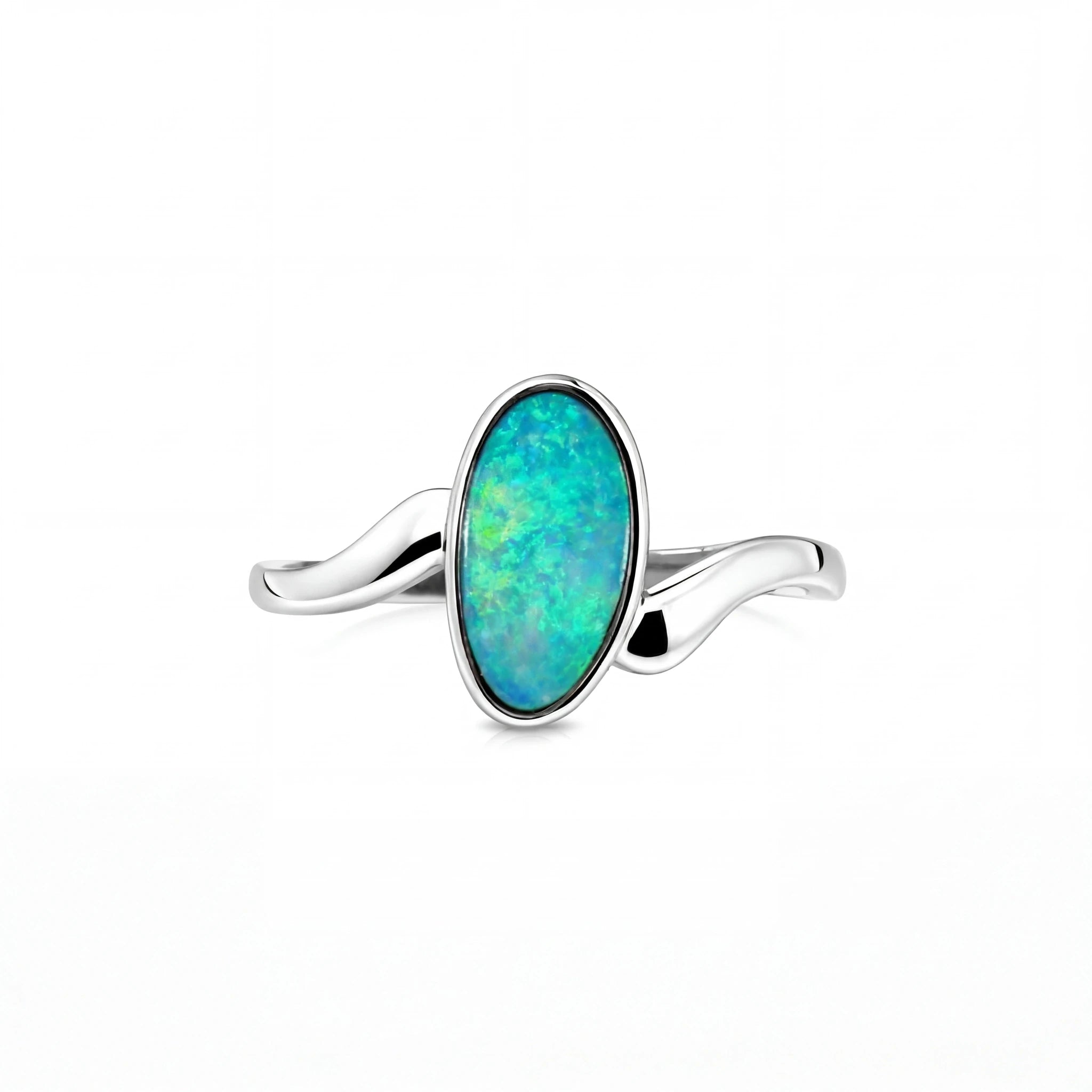 Doublet Opal Ring in 925 Sterling Silver - Multicolour - Australian Opal Cutters and Pearl Divers