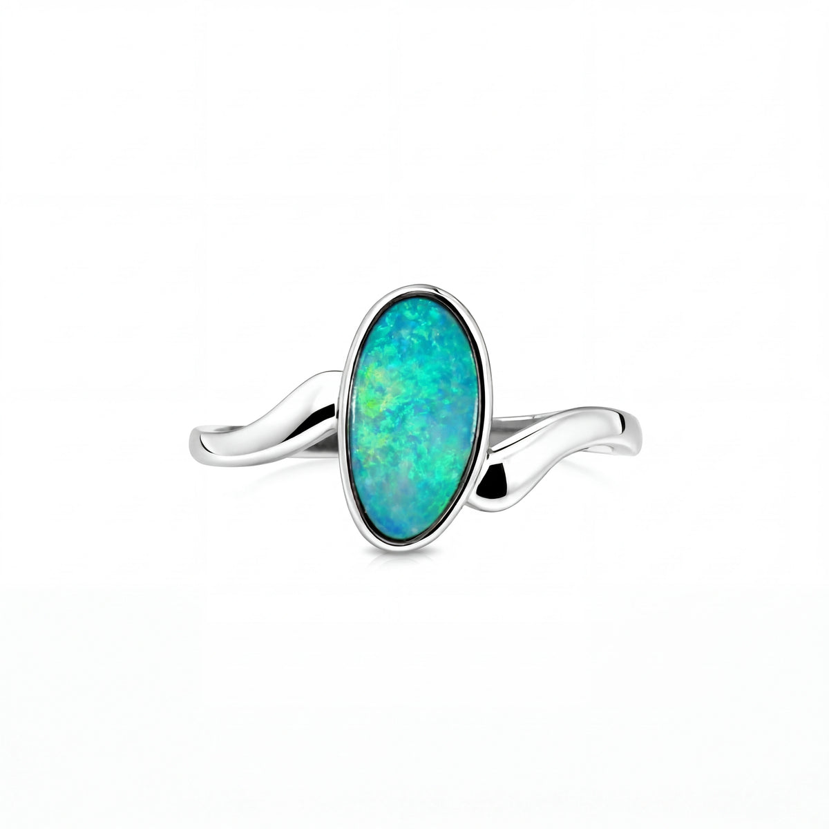 Doublet Opal Ring in 925 Sterling Silver - Multicolour