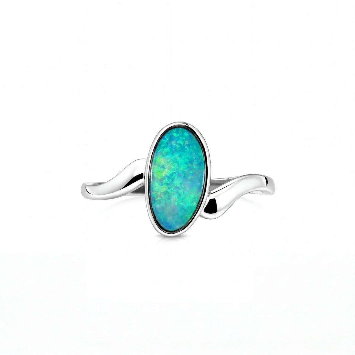 Doublet Opal Ring in 925 Sterling Silver - Multicolour - Australian Opal Cutters and Pearl Divers