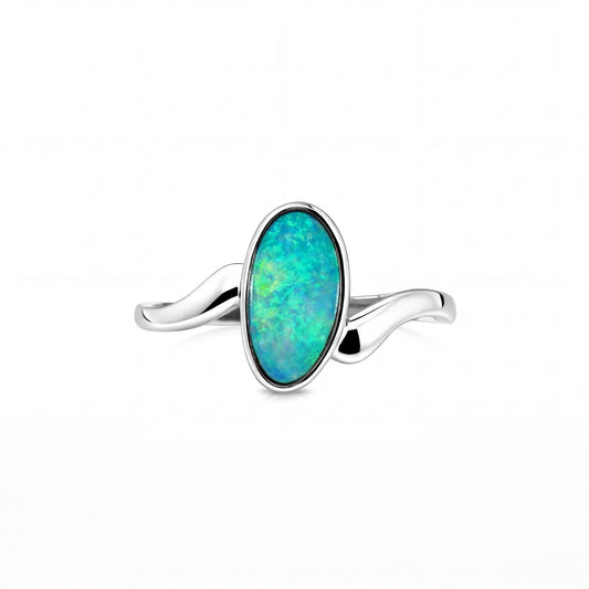 Doublet Opal Ring in 925 Sterling Silver - Multicolour - Australian Opal Cutters and Pearl Divers