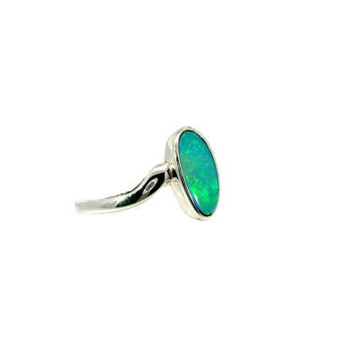 Doublet Opal Ring in 925 Sterling Silver - Multicolour