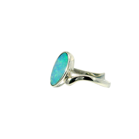 Doublet Opal Ring in 925 Sterling Silver - Multicolour