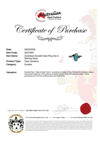 Doublet Opal Ring in 925 Sterling Silver - Multicolour