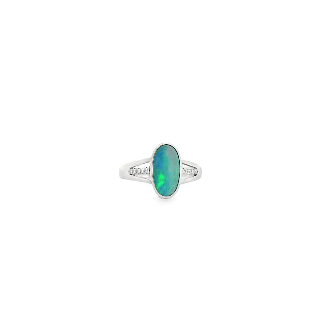 Australian Opal Doublet Ring set in Sterling Silver