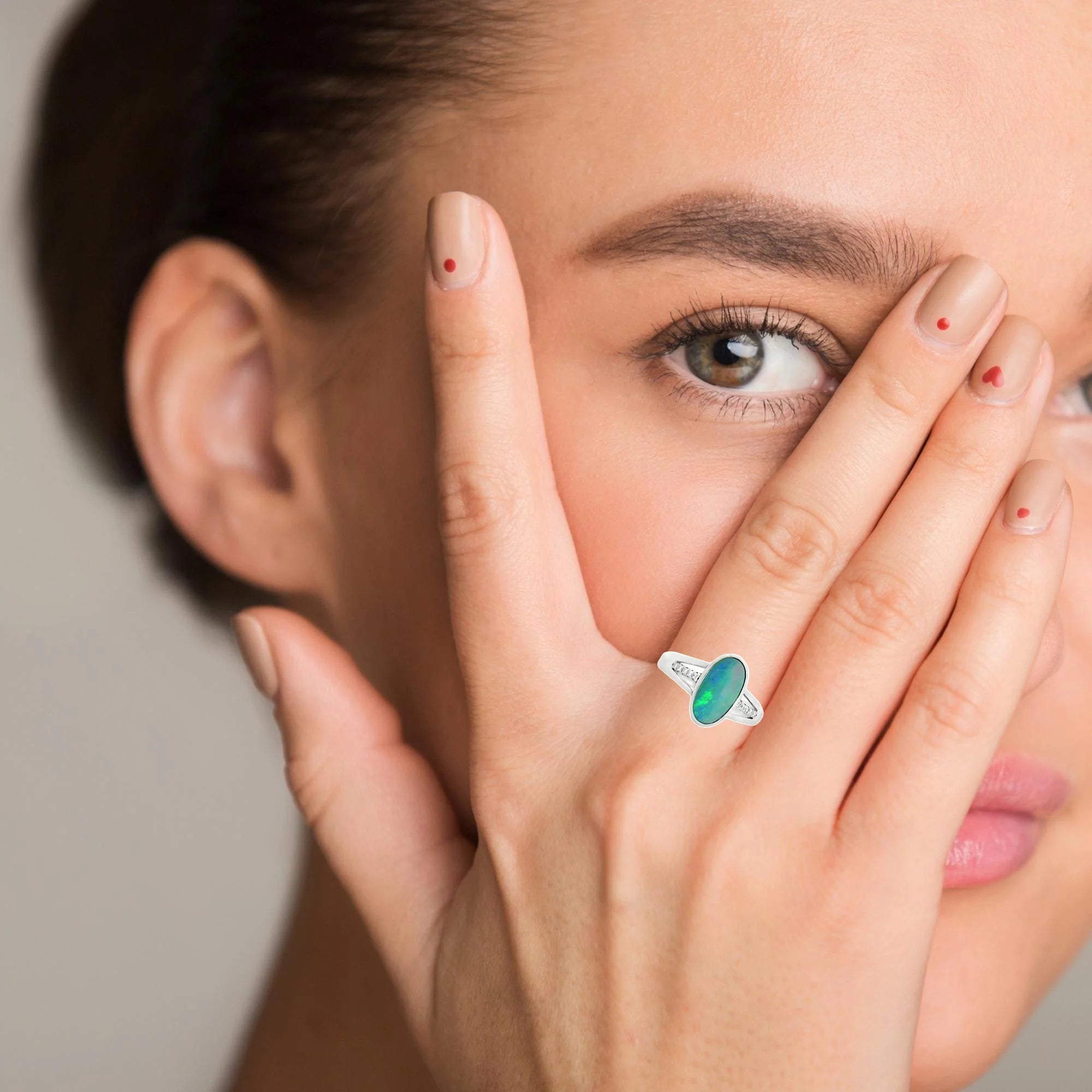 Doublet Opal Ring in 925 Sterling Silver - Multicolour