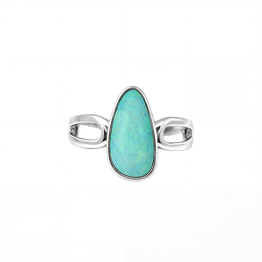 Doublet Opal Ring in 925 Sterling Silver - Multicolour