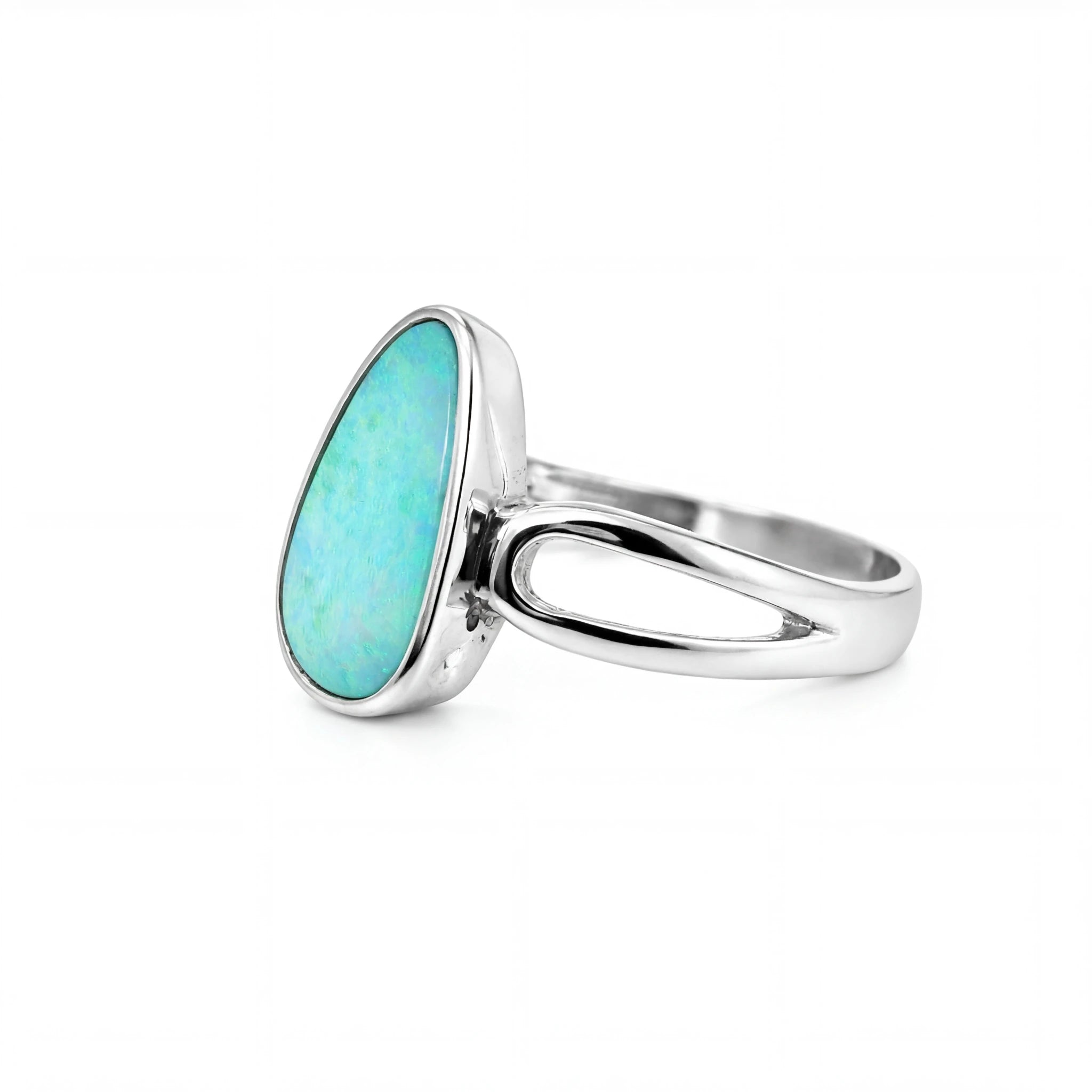 Doublet Opal Ring in 925 Sterling Silver - Multicolour - Australian Opal Cutters and Pearl Divers