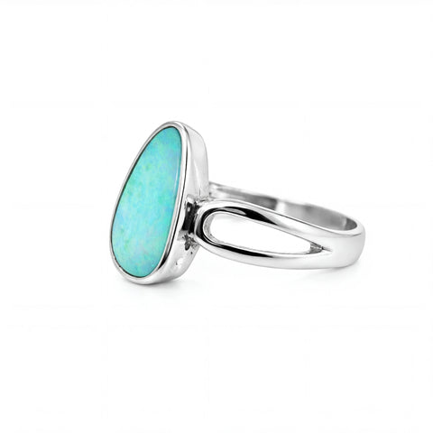 Doublet Opal Ring in 925 Sterling Silver - Multicolour - Australian Opal Cutters and Pearl Divers