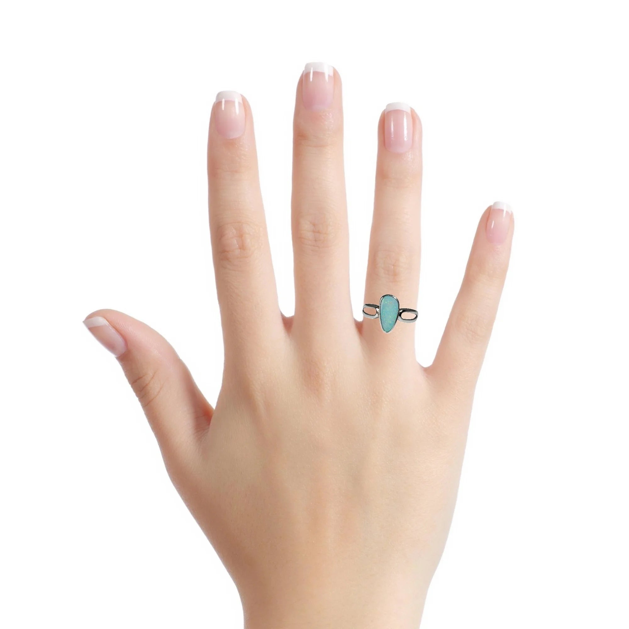 Doublet Opal Ring in 925 Sterling Silver - Multicolour