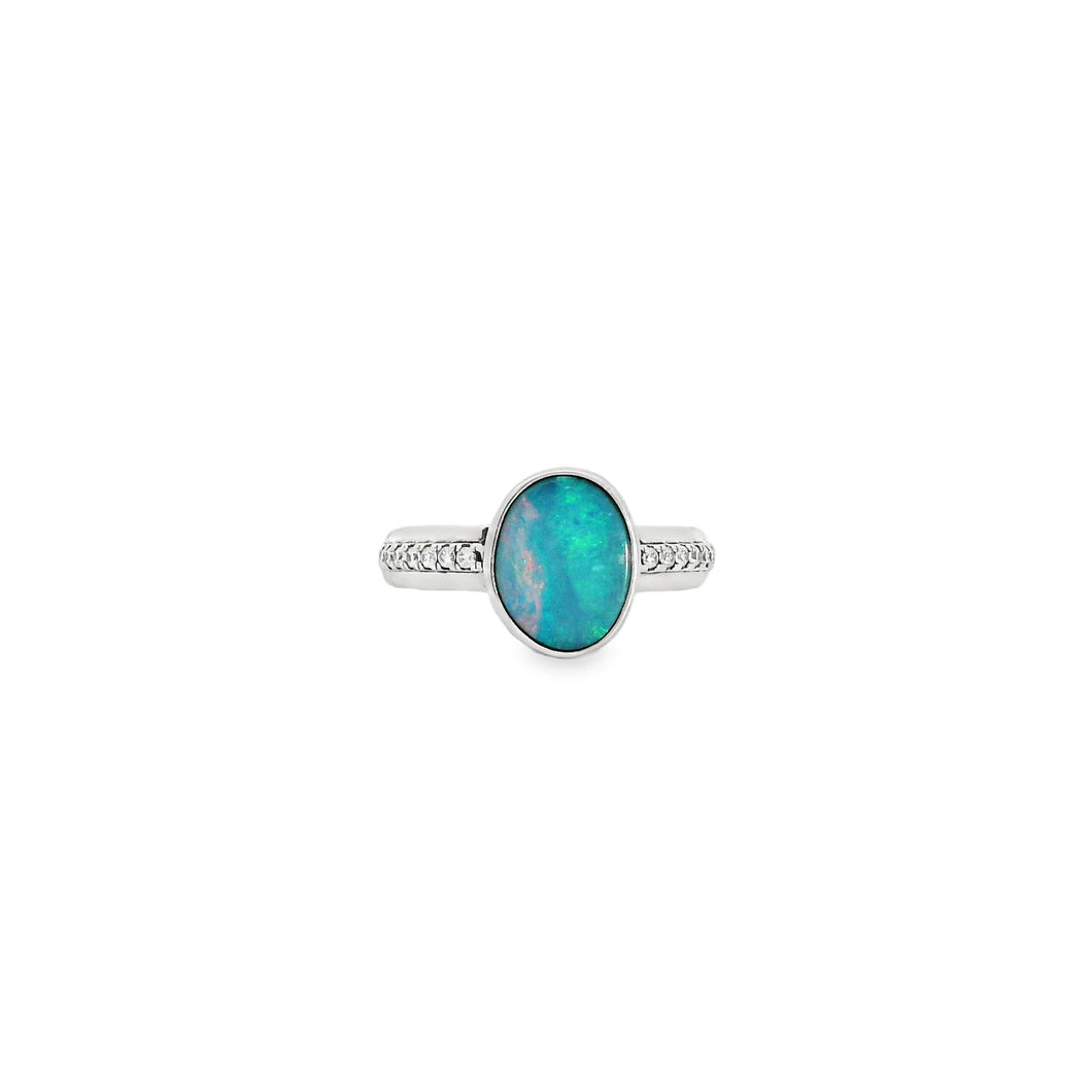 Australian Opal Doublet Ring set in Sterling Silver