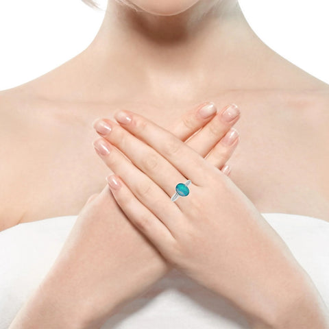 Doublet Opal Ring in 925 Sterling Silver - Multicolour