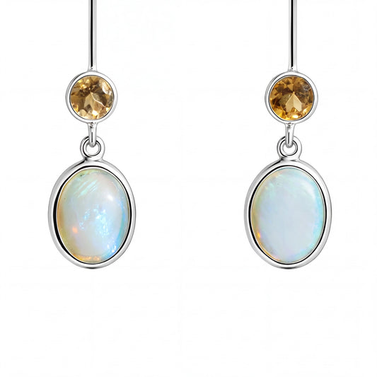 Light Opal Earrings in 925 Sterling Silver - Green-Blue - Australian Opal Cutters and Pearl Divers