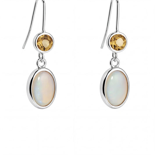 Light Opal Earrings in 925 Sterling Silver - Green-Blue - Australian Opal Cutters and Pearl Divers