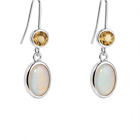 Light Opal Earrings in 925 Sterling Silver - Green-Blue - Australian Opal Cutters and Pearl Divers