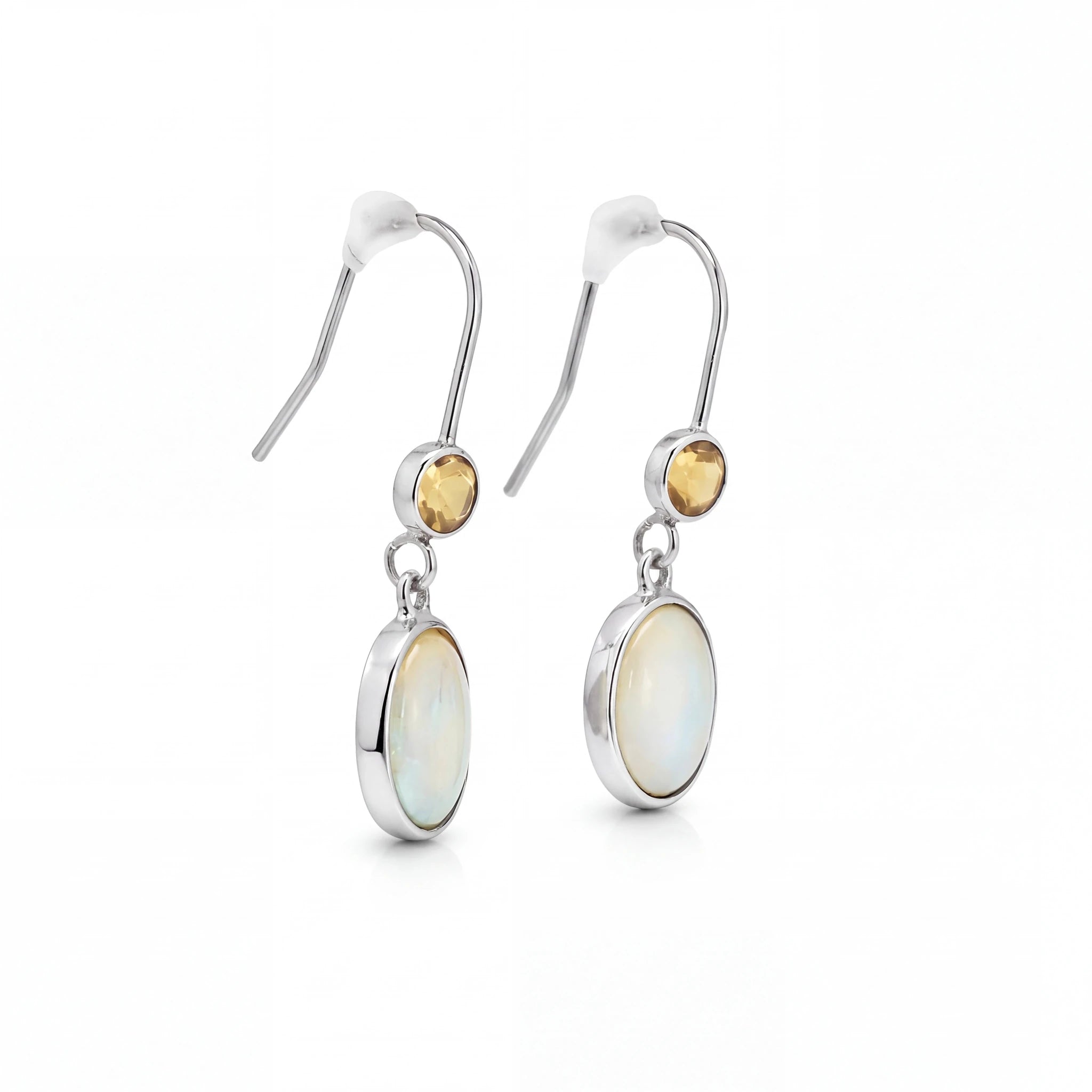 Light Opal Earrings in 925 Sterling Silver - Green-Blue - Australian Opal Cutters and Pearl Divers