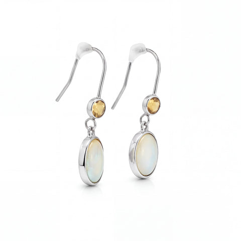 Light Opal Earrings in 925 Sterling Silver - Green-Blue - Australian Opal Cutters and Pearl Divers