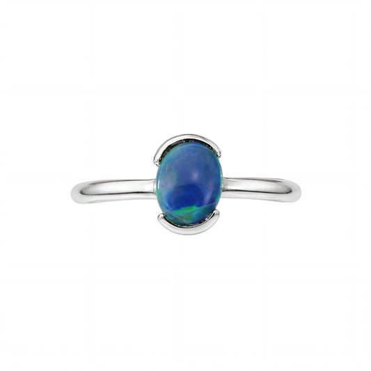 Black Opal Ring In 925 Sterling Silver - Green-Blue - Australian Opal Cutters and Pearl Divers
