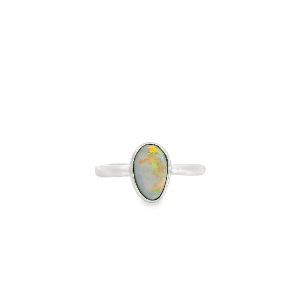 Australian Opal Black Ring set in Sterling Silver