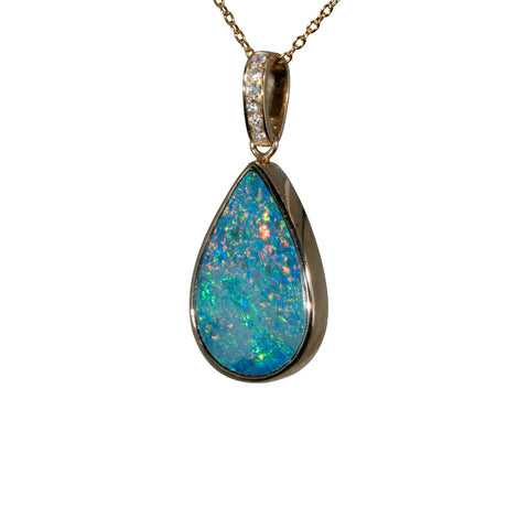Doublet Opal Pendant in 14K Yellow Gold - Multicolour
