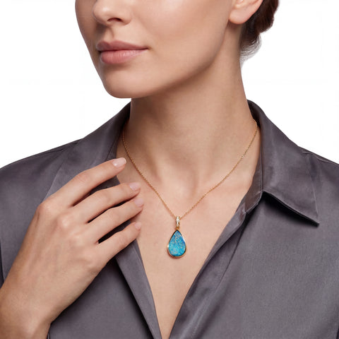 Doublet Opal Pendant in 14K Yellow Gold - Multicolour