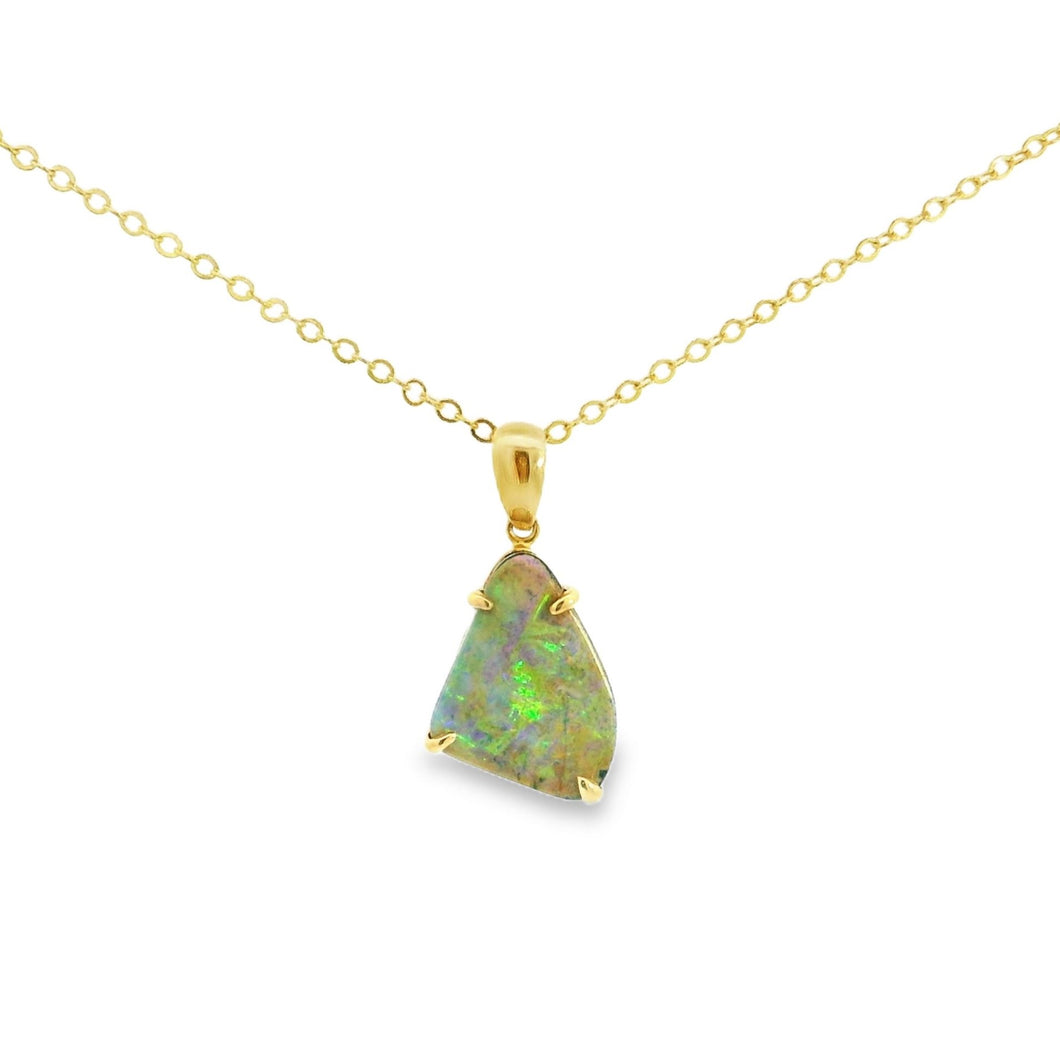 Australian Opal Boulder Pendant set in 14K Yellow Gold