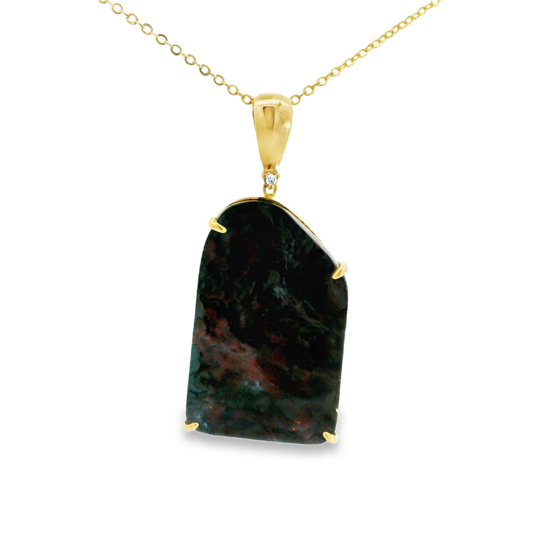 Australian Opal Boulder Pendant set in 14K Yellow Gold