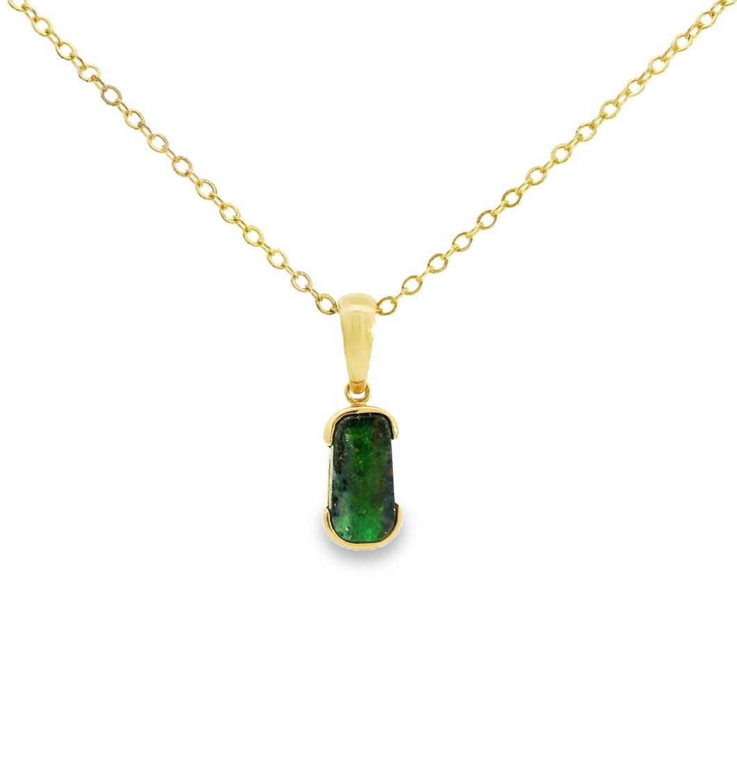 Australian Opal Boulder Pendant set in 14K Yellow Gold