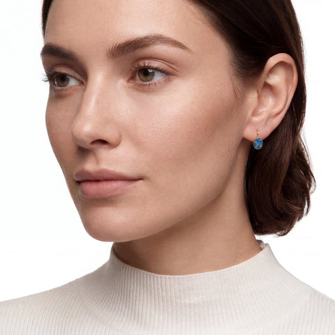 Triplet Opal Earrings in 14K Yellow Gold - Multicolour