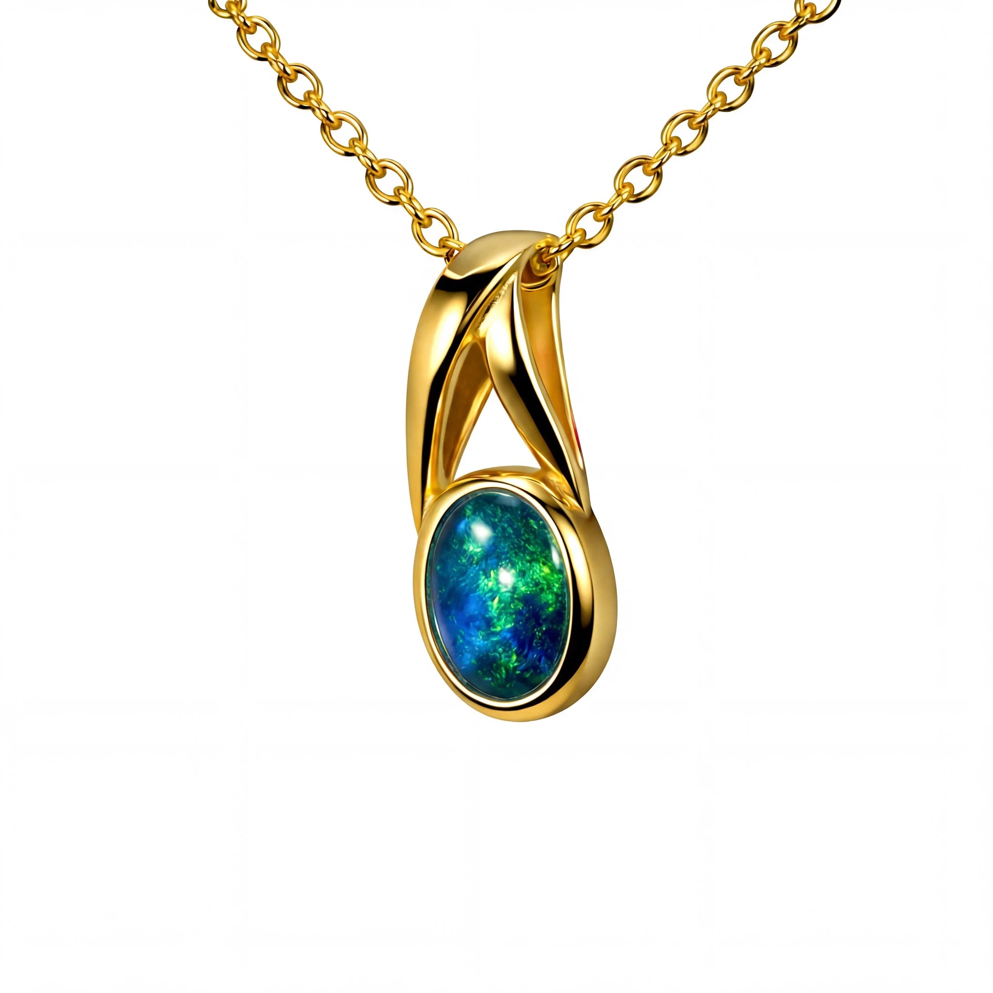 Triplet Opal Pendant in 9K Yellow Gold - Green-Blue - Australian Opal Cutters and Pearl Divers