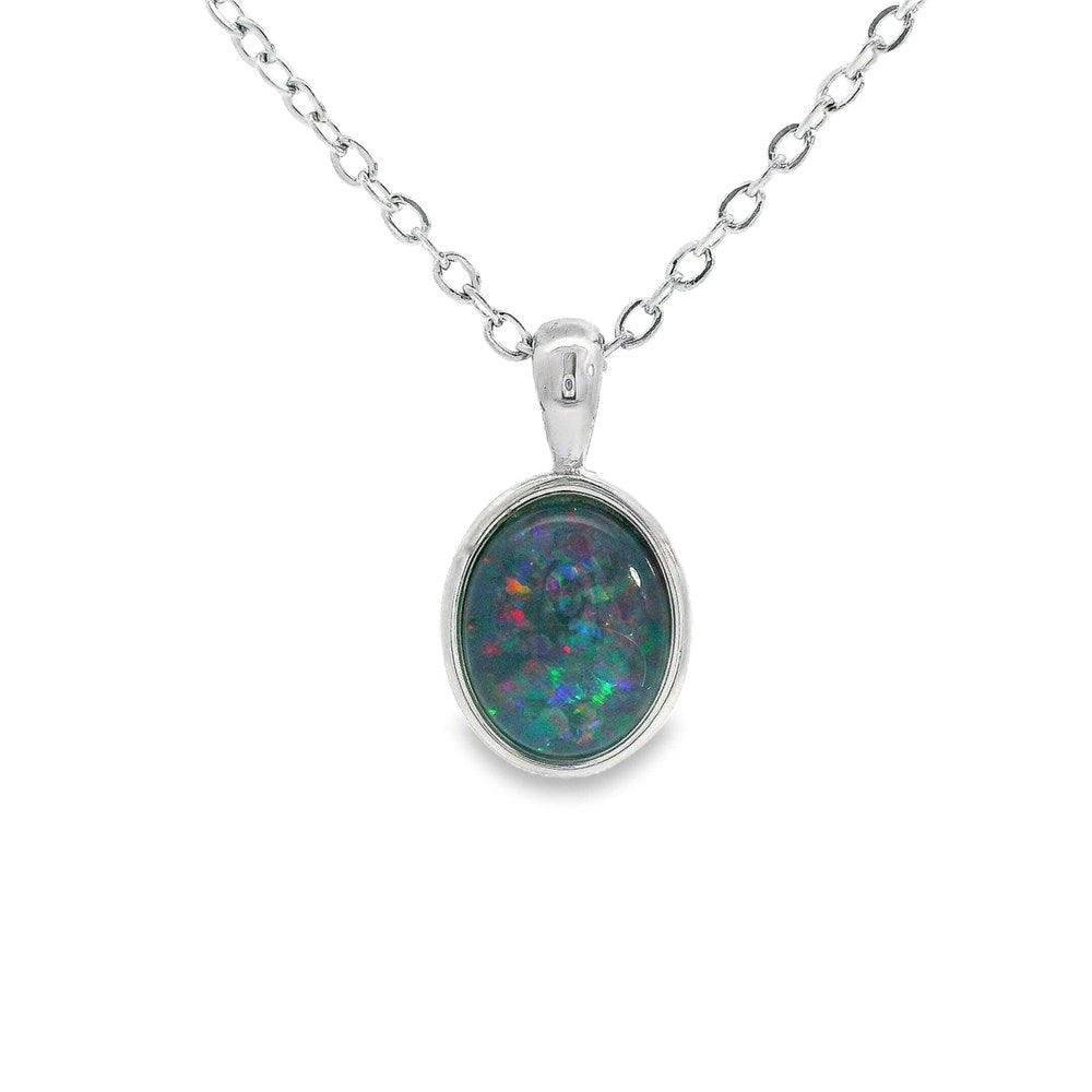 Australian Opal Triplet Pendant Set in Stainless Steel