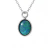 Triplet Opal Pendant in Stainless Steel - Green and Blue - Australian Opal Cutters and Pearl Divers