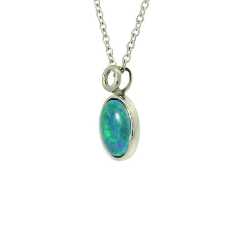 Triplet Opal Pendant in Stainless Steel - Green and Blue