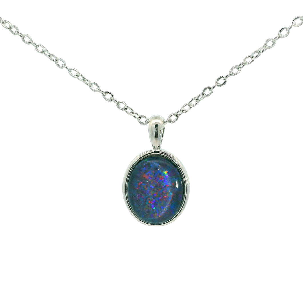 Australian Opal Triplet Pendant set in Stainless Steel