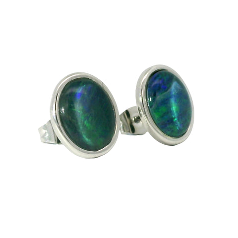 Opal Triplet Earrings in Stainless Steel - Green and Blue