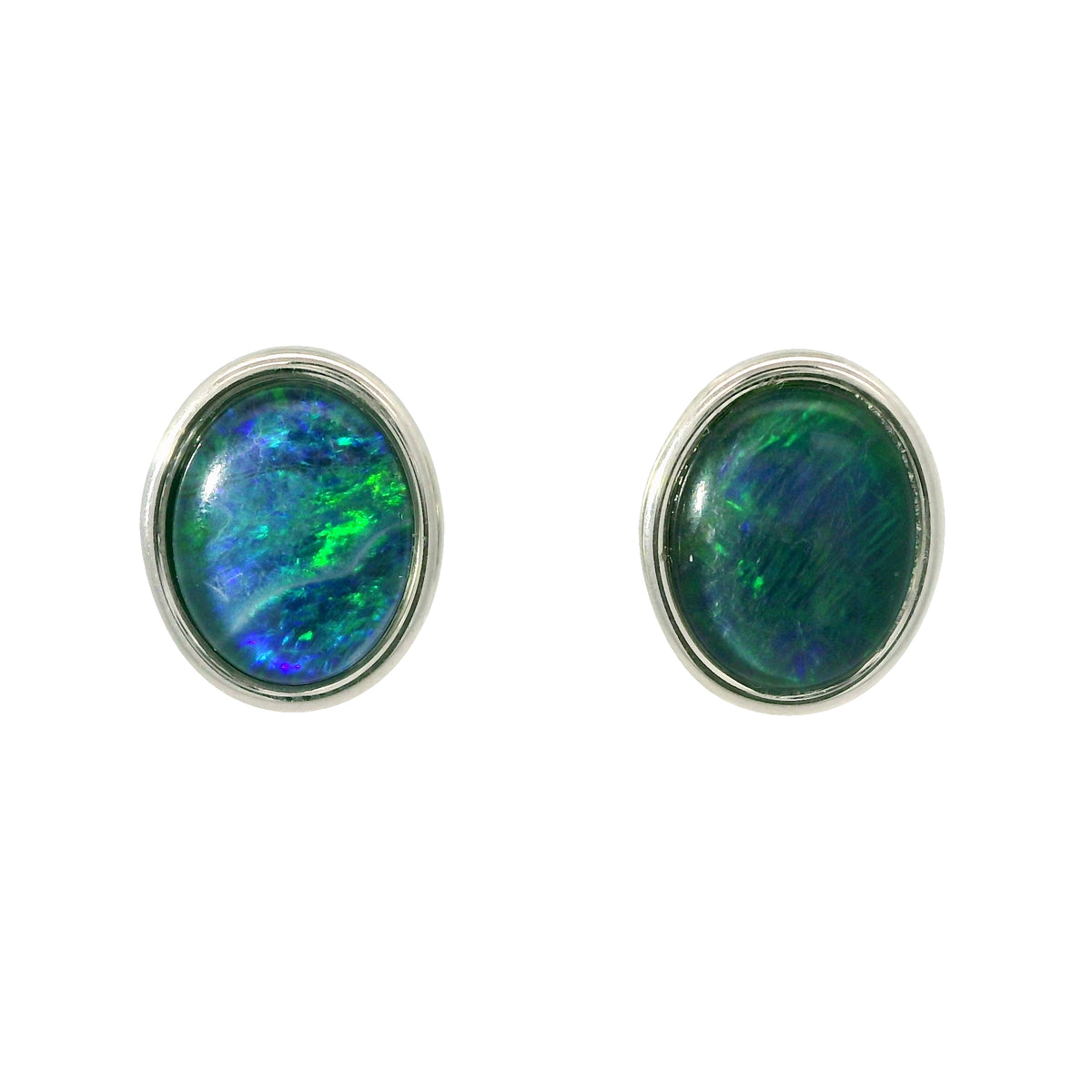 Opal Triplet Earrings in Stainless Steel - Green and Blue