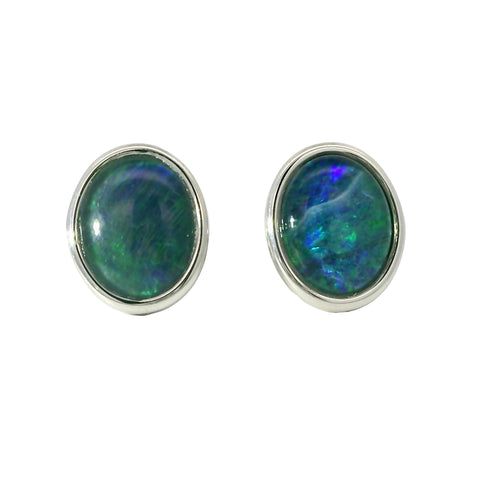 Opal Triplet Earrings in Stainless Steel - Green and Blue