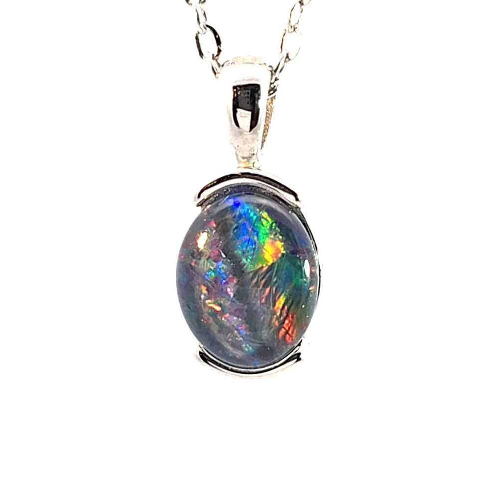 Australian Opal Triplet Pendant set in Stainless Steel