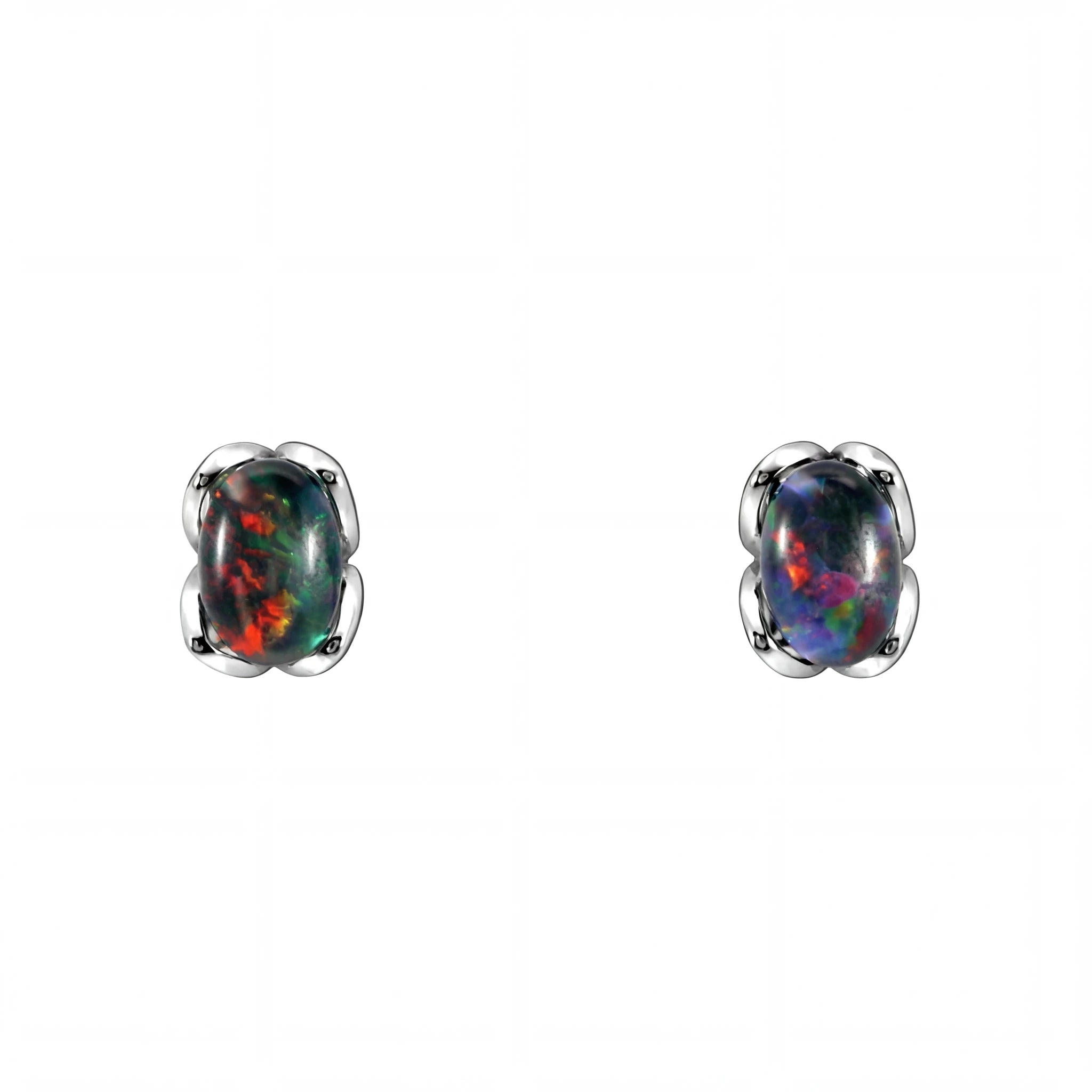 Triplet Opal Earrings in Stainless Steel - Multicolour - Australian Opal Cutters and Pearl Divers