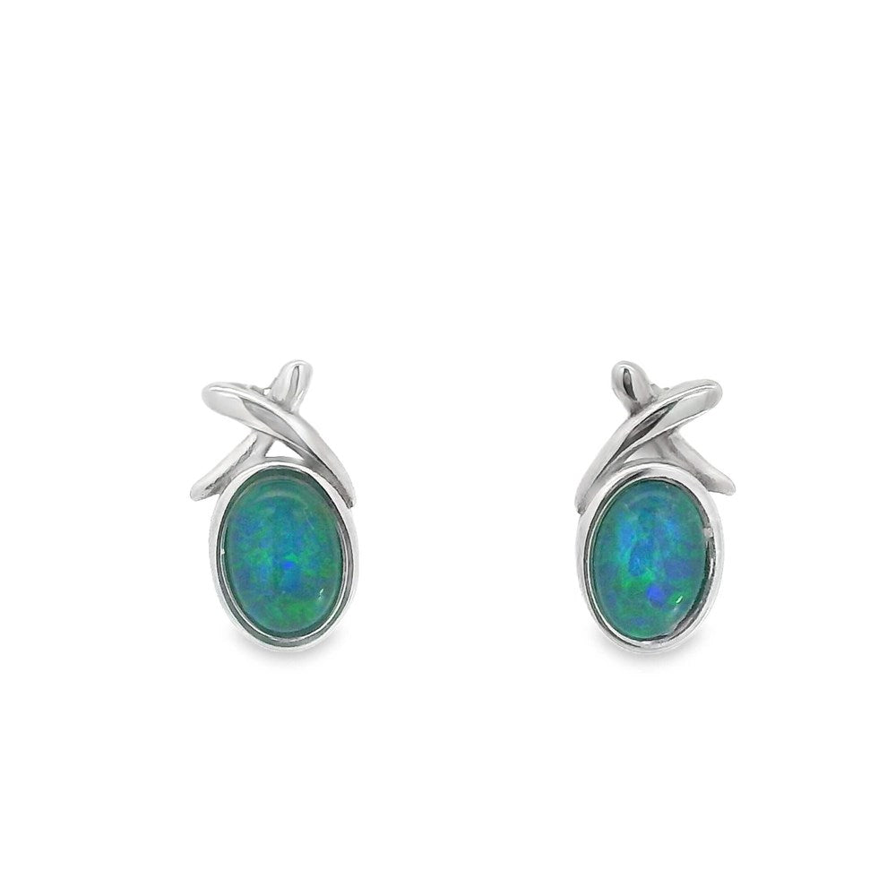 Australian Opal Triplet Earrings set in Stainless Steel