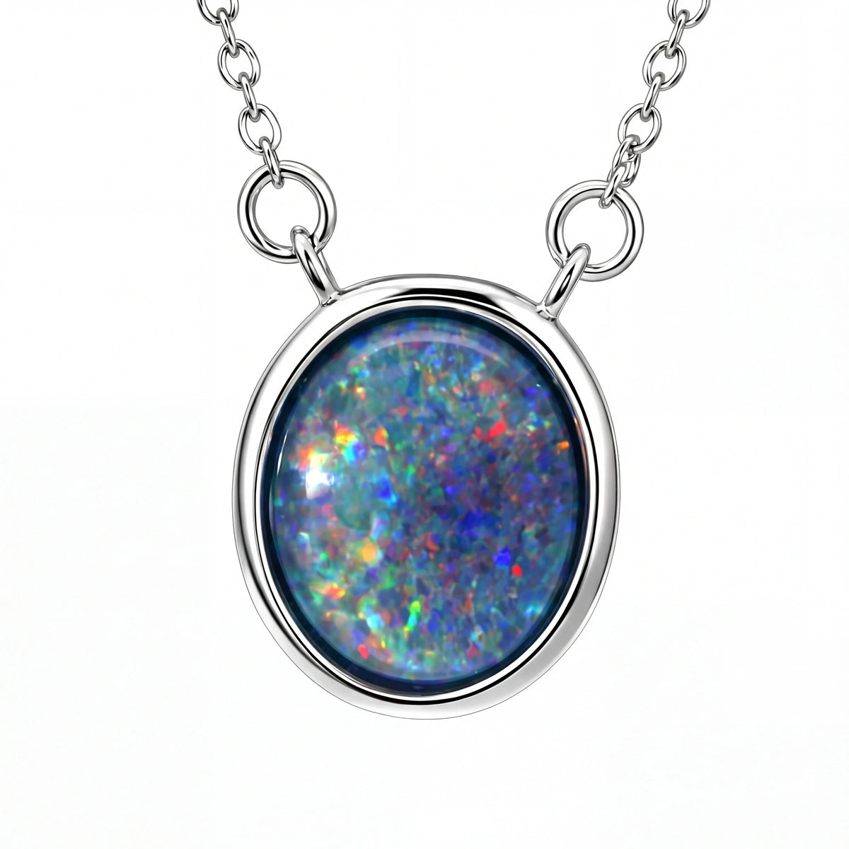 Triplet Opal Pendant in Stainless Steel - Multicolour - Australian Opal Cutters and Pearl Divers