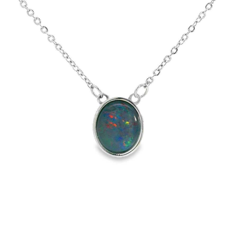 Australian Opal Triplet Pendant set in Stainless Steel