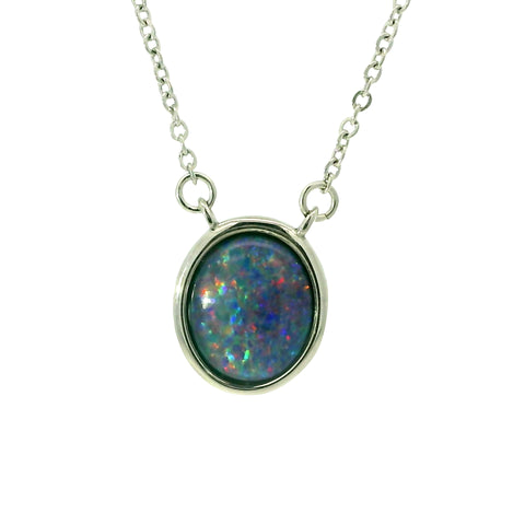 Triplet Opal Pendant in Stainless Steel - Multicolour