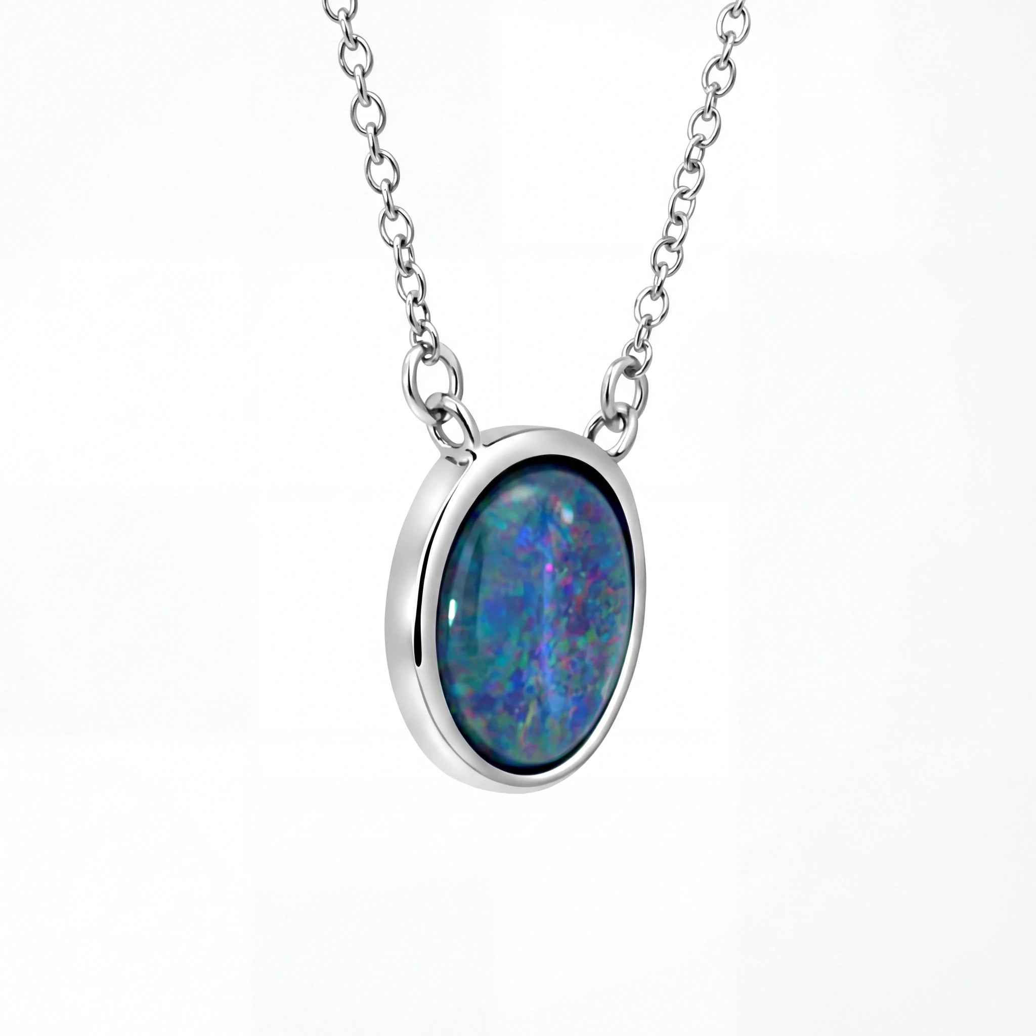 Triplet Opal Pendant in Stainless Steel - Multicolour - Australian Opal Cutters and Pearl Divers