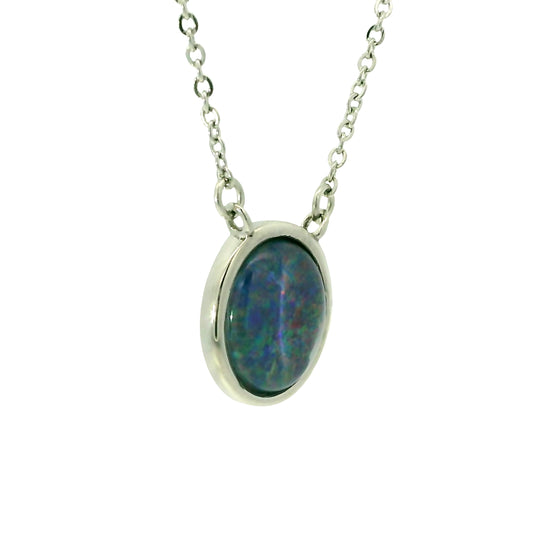 Triplet Opal Pendant in Stainless Steel - Multicolour