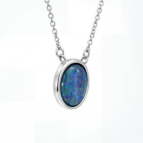Triplet Opal Pendant in Stainless Steel - Multicolour - Australian Opal Cutters and Pearl Divers